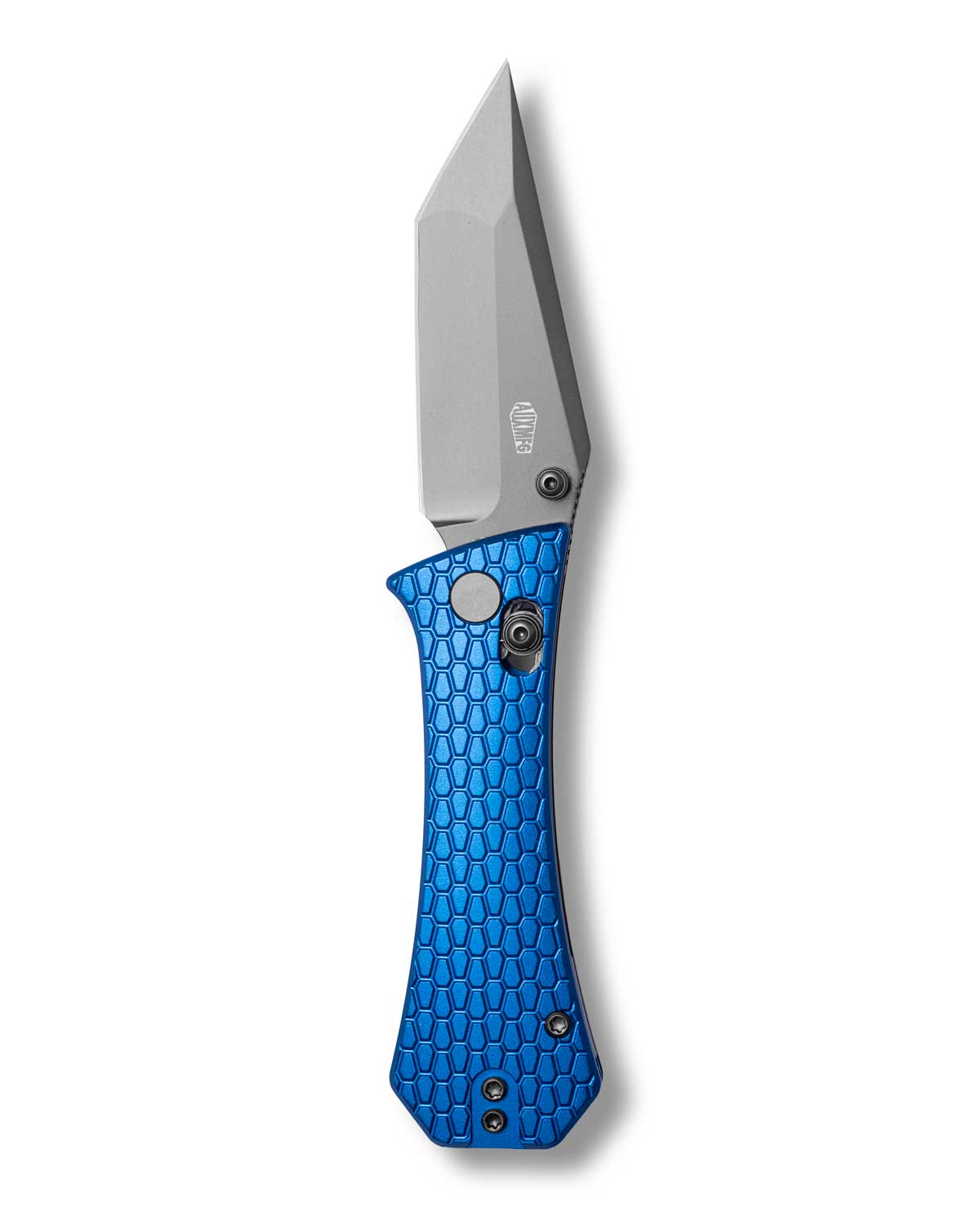 Coffin Tanto Deadhead  Crossbar | Blue Aluminium + Smoke PVD 14C28N