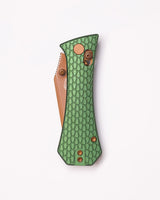 Coffin Tanto Deadhead Crossbar | Green Aluminium + Rose PVD 14C28N