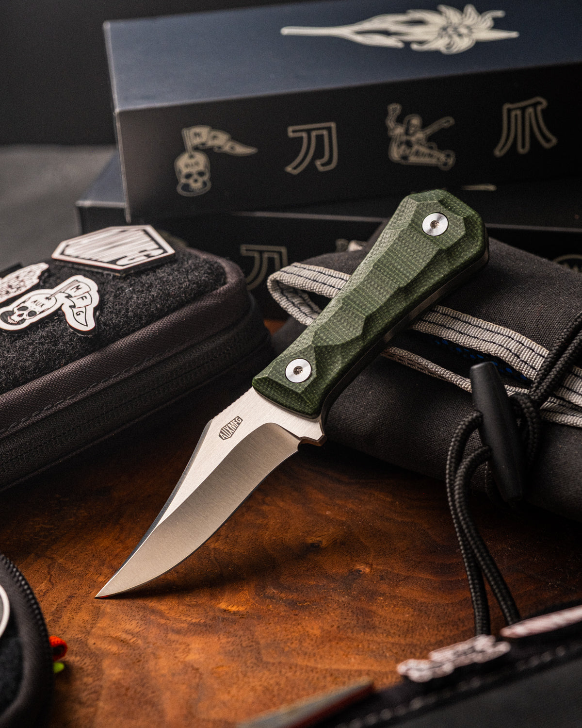 Pocket Bowie Deadhead Fixed | Green Micarta 14C28N