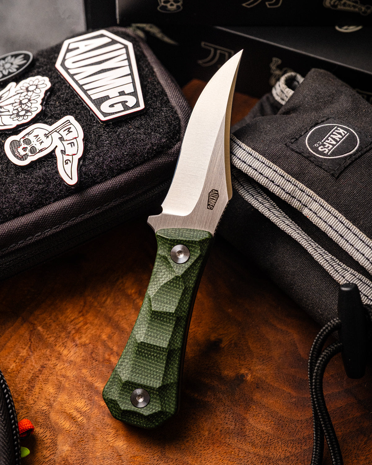 Pocket Bowie Deadhead Fixed | Green Micarta 14C28N