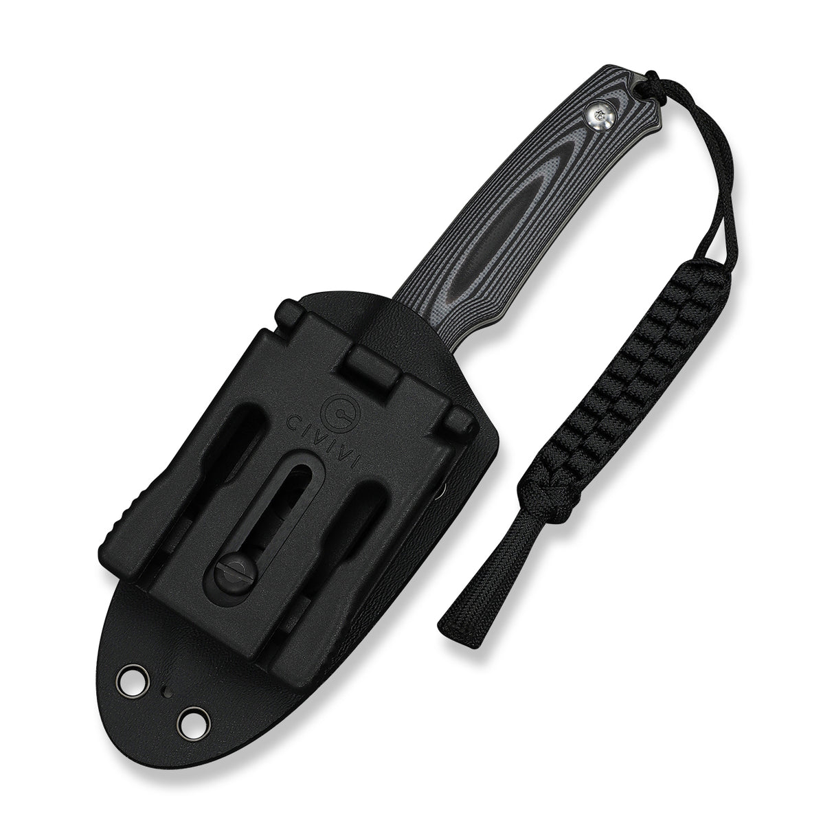 Altus Fixed Blade | Grey & Black Layered G10 + Greywash 14C28N