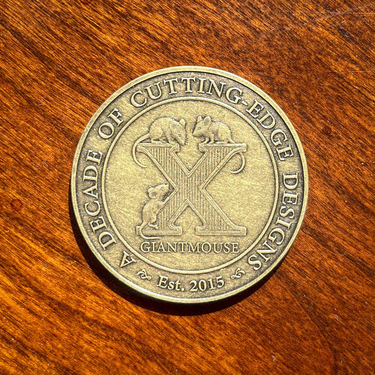 GiantMouse 10 Year Jubilee Coin | Antique Brass