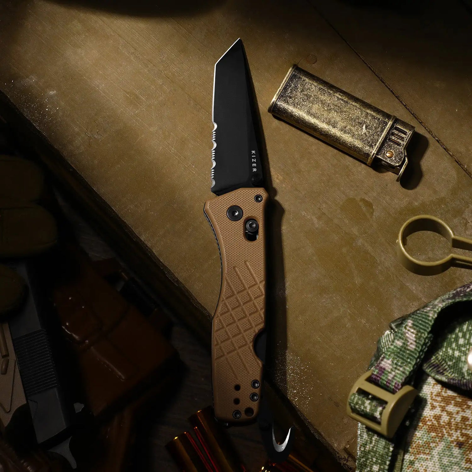 Aegis T | Brown G10 + Black Serrated AEB-L