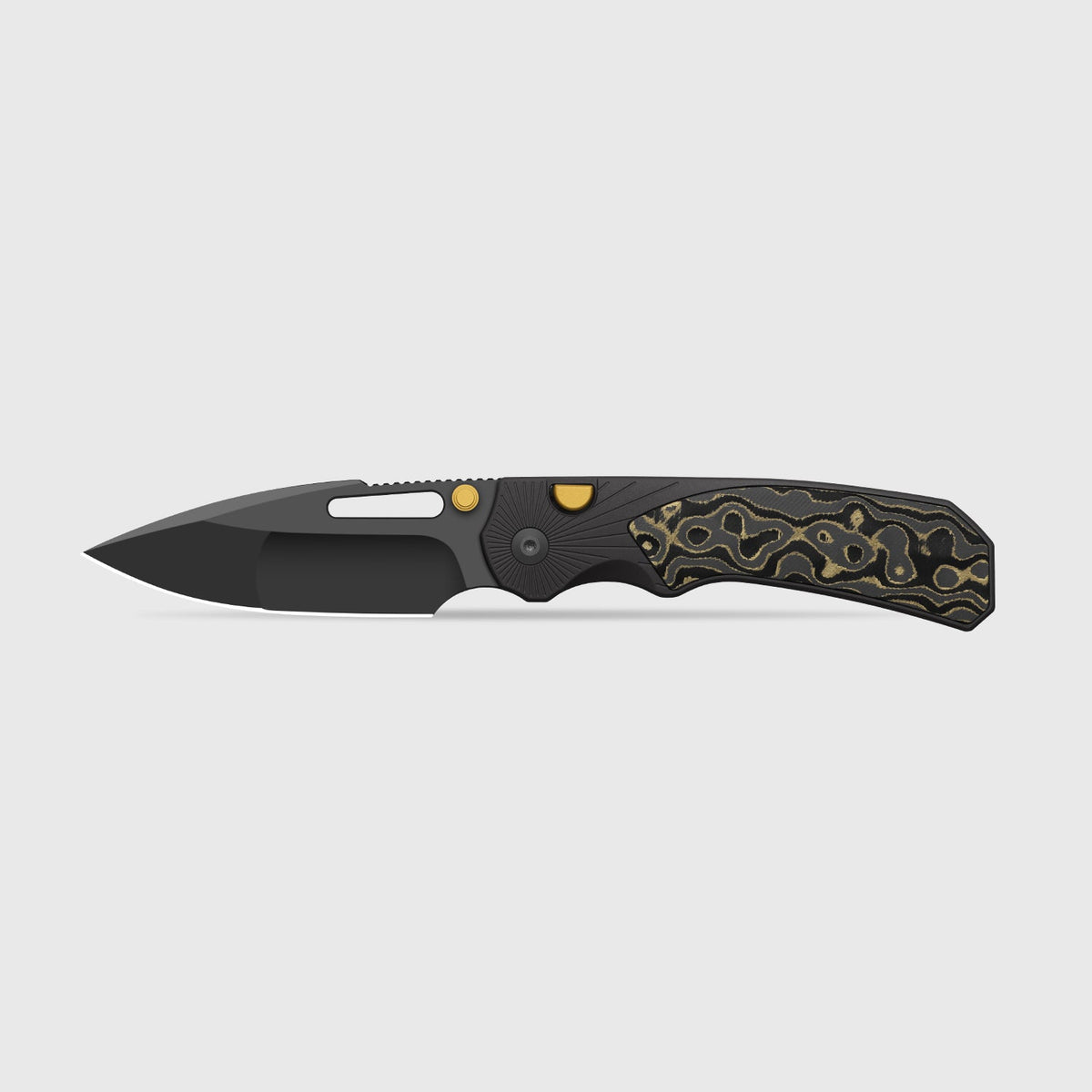 Durandal | Alu & FatCarbon Camo Gold + Gunmetal Gray PVD S35VN