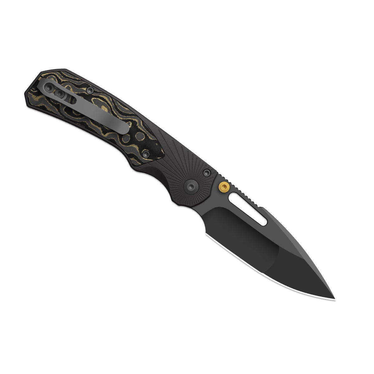 Durandal | Alu & FatCarbon Camo Gold + Gunmetal Gray PVD S35VN