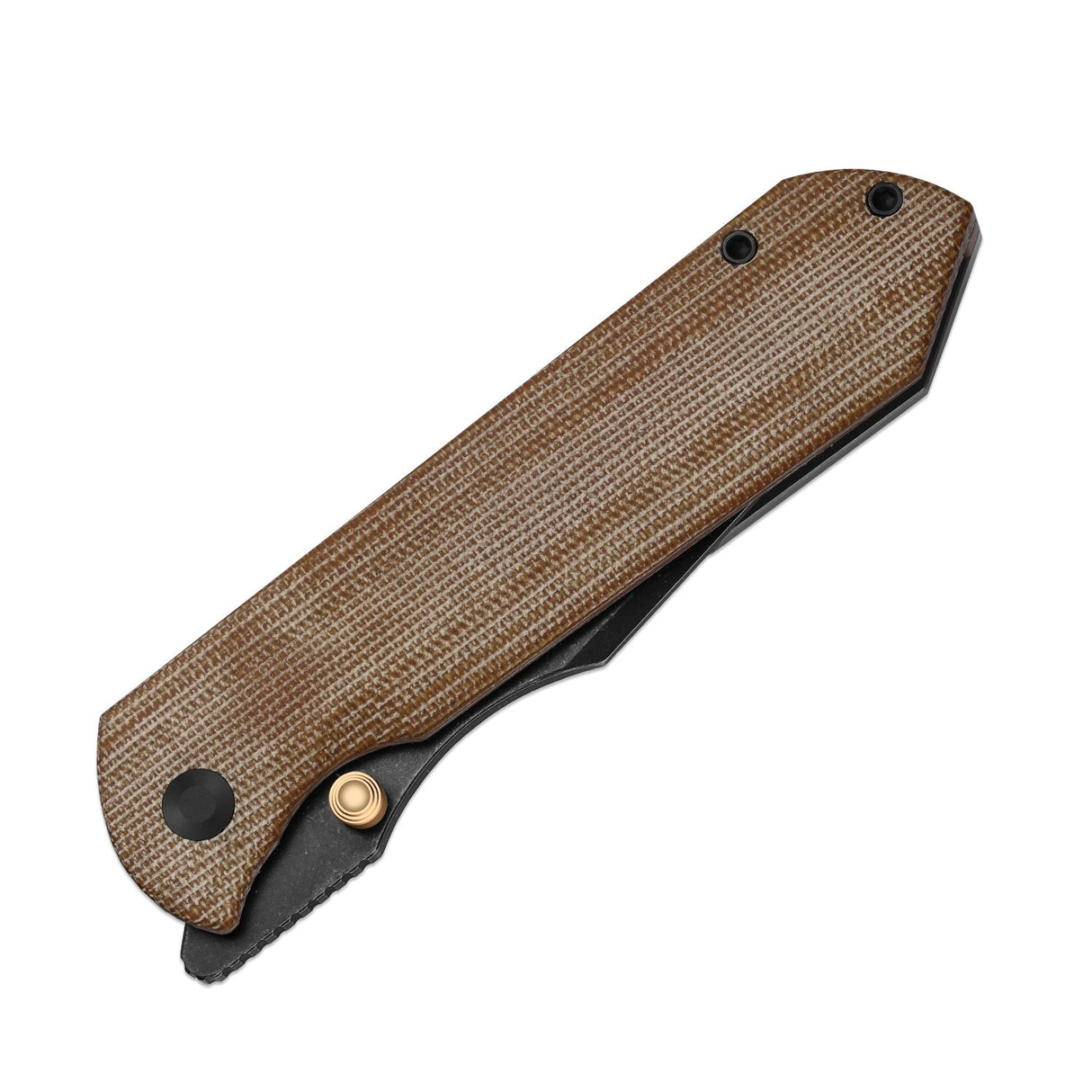 Harpoon Fold | Brown Norplex UltreX™ Micarta Grey Ti + Acid-Wash 3 Layer Steel