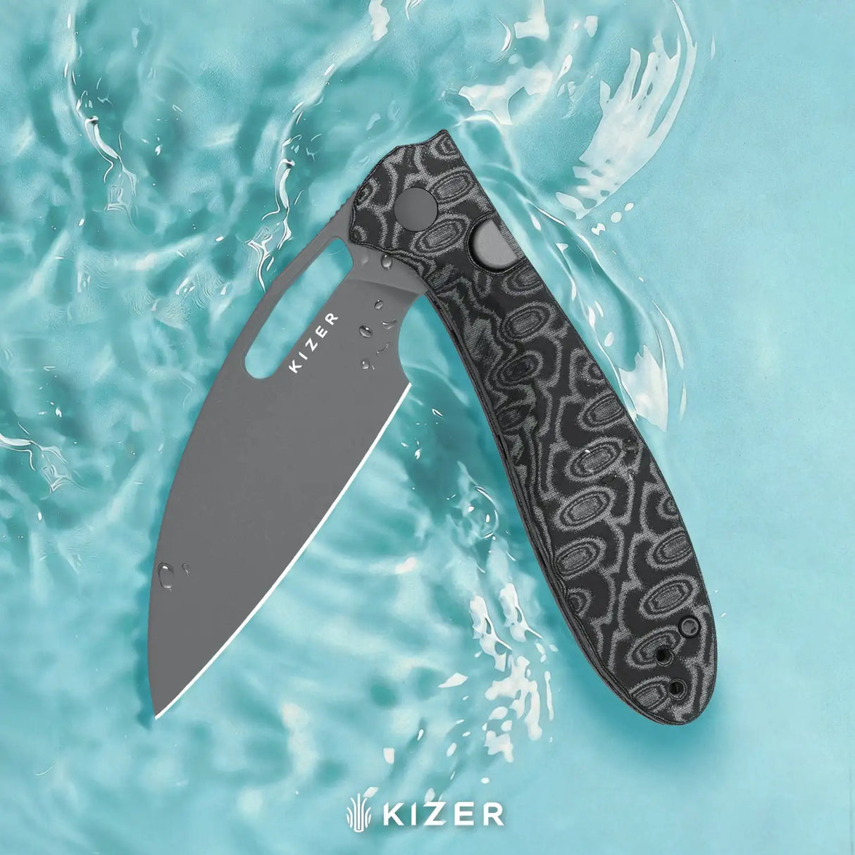 Masu | Black Vortex Micarta + Grey PVD 14C28N