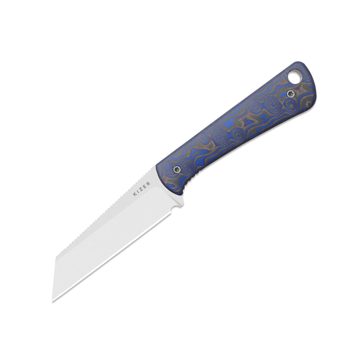 MiCrow | Blue Vortex Micarta + Stonewash AEB-L