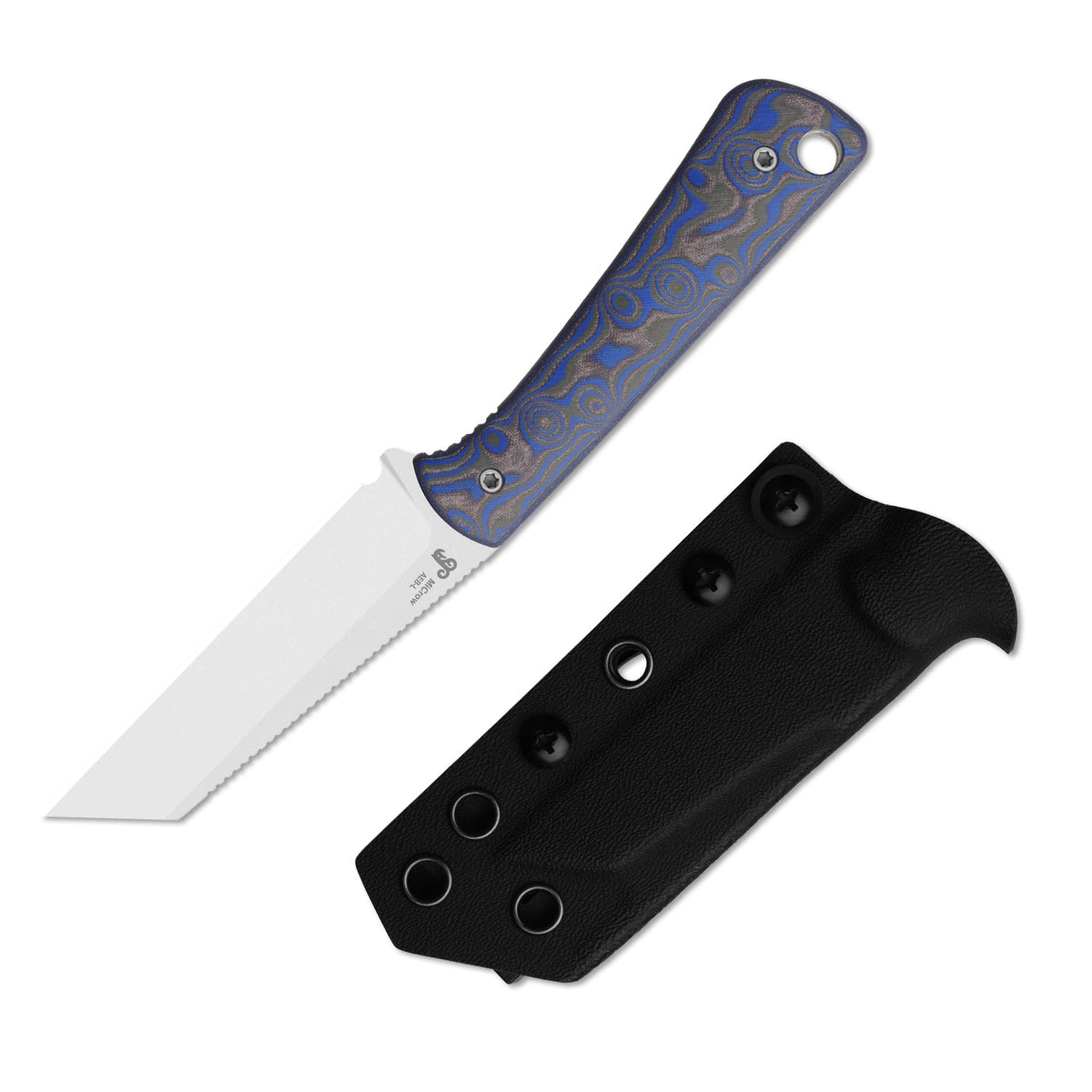 MiCrow | Blue Vortex Micarta + Stonewash AEB-L