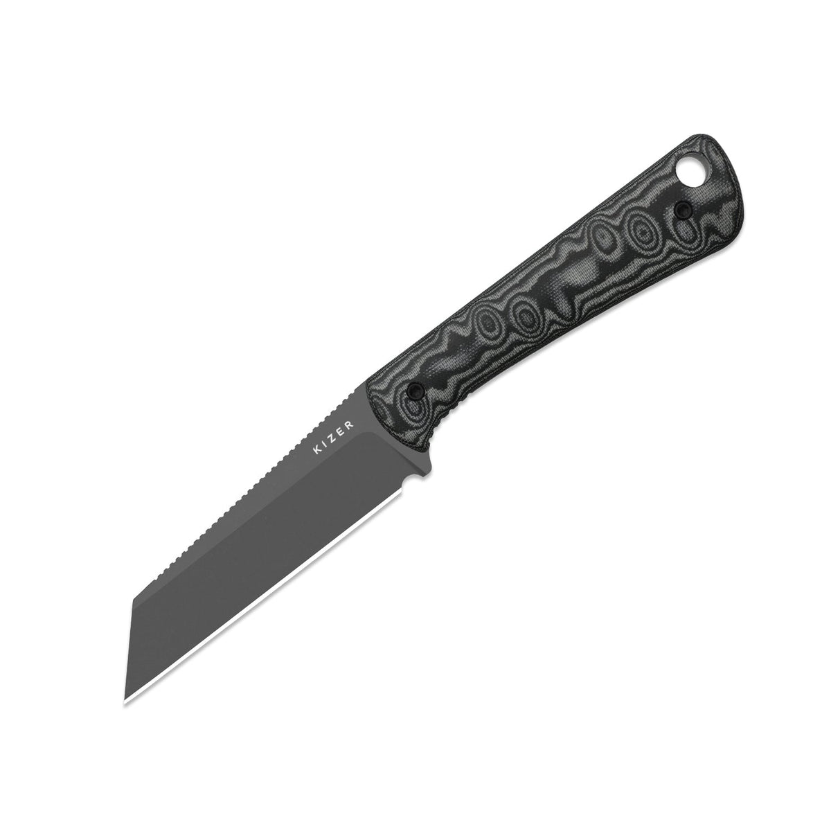 MiCrow | Black Vortex Micarta + Stonewash Gray PVD AEB-L
