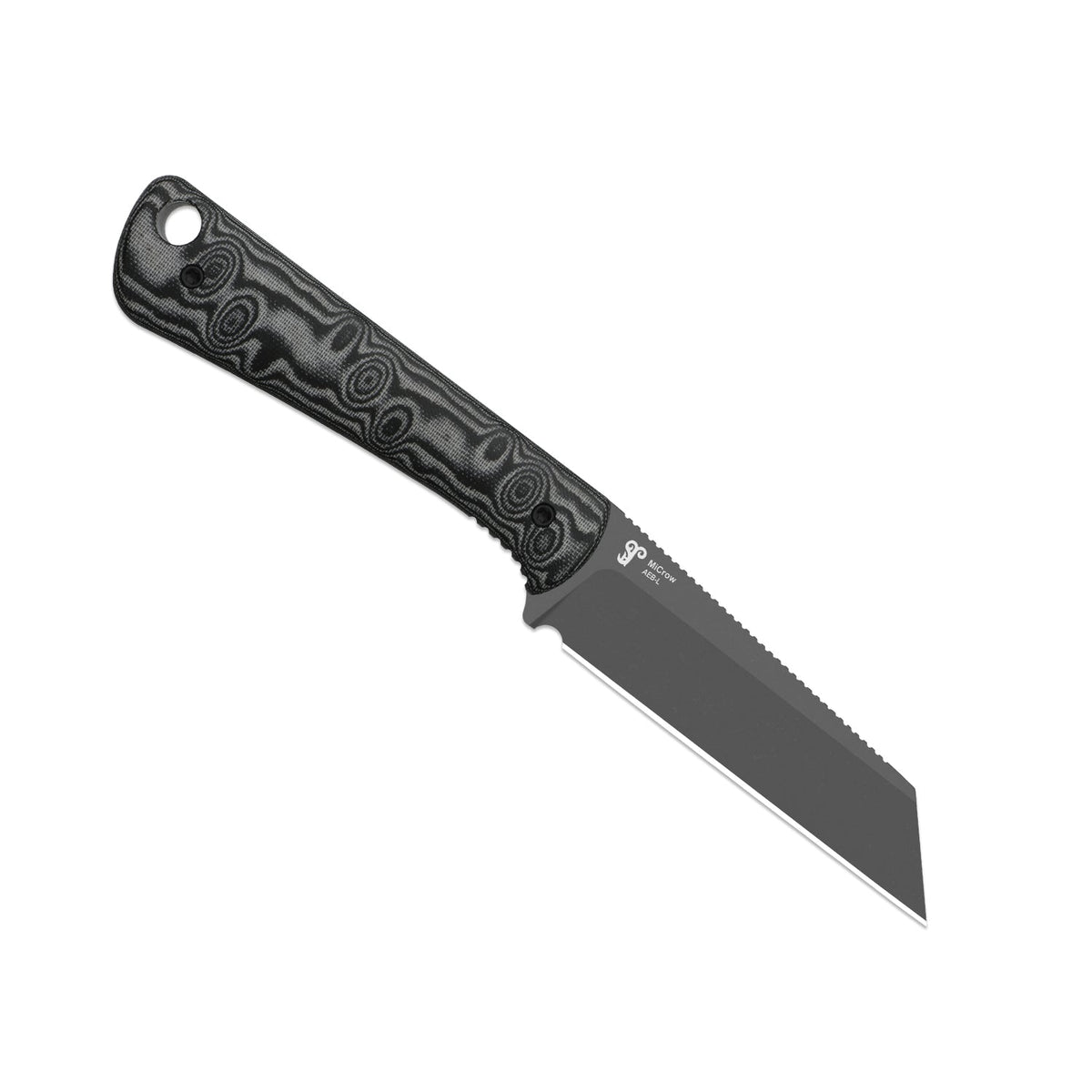 MiCrow | Black Vortex Micarta + Stonewash Gray PVD AEB-L