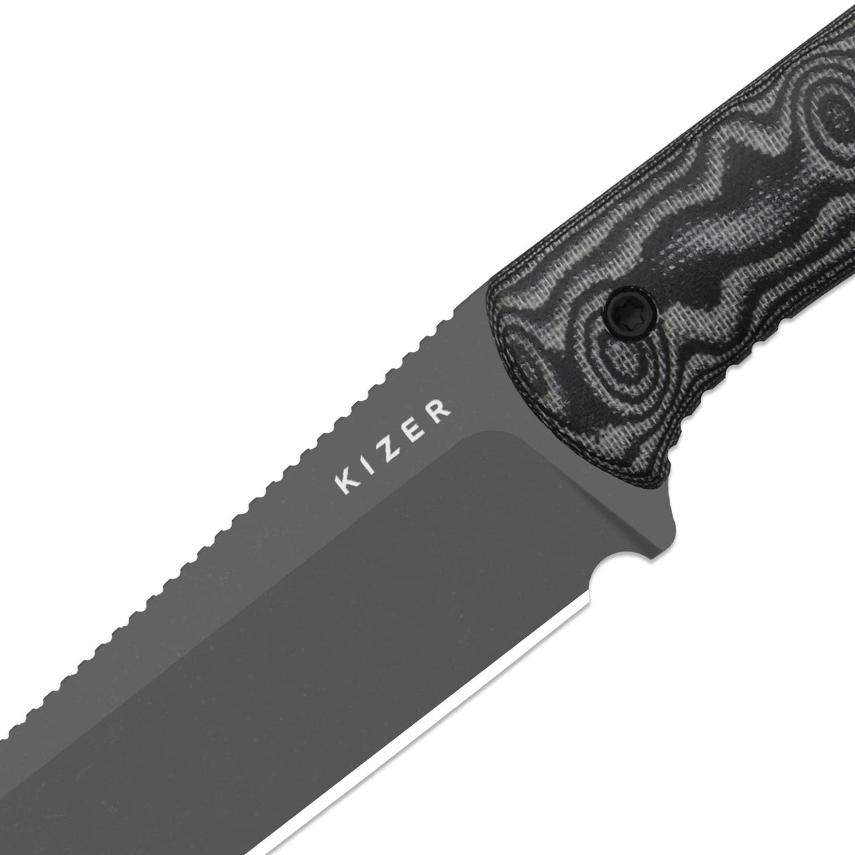 MiCrow | Black Vortex Micarta + Stonewash Gray PVD AEB-L