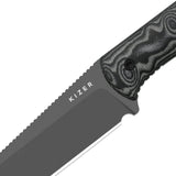 MiCrow | Black Vortex Micarta + Stonewash Gray PVD AEB-L
