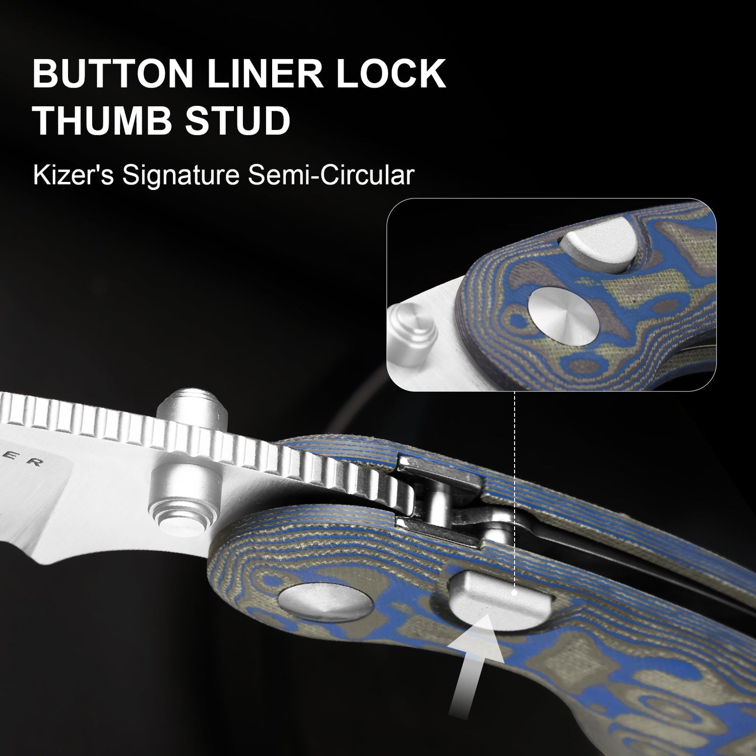 Microbe | Blue Vortex Micarta + 14C28N