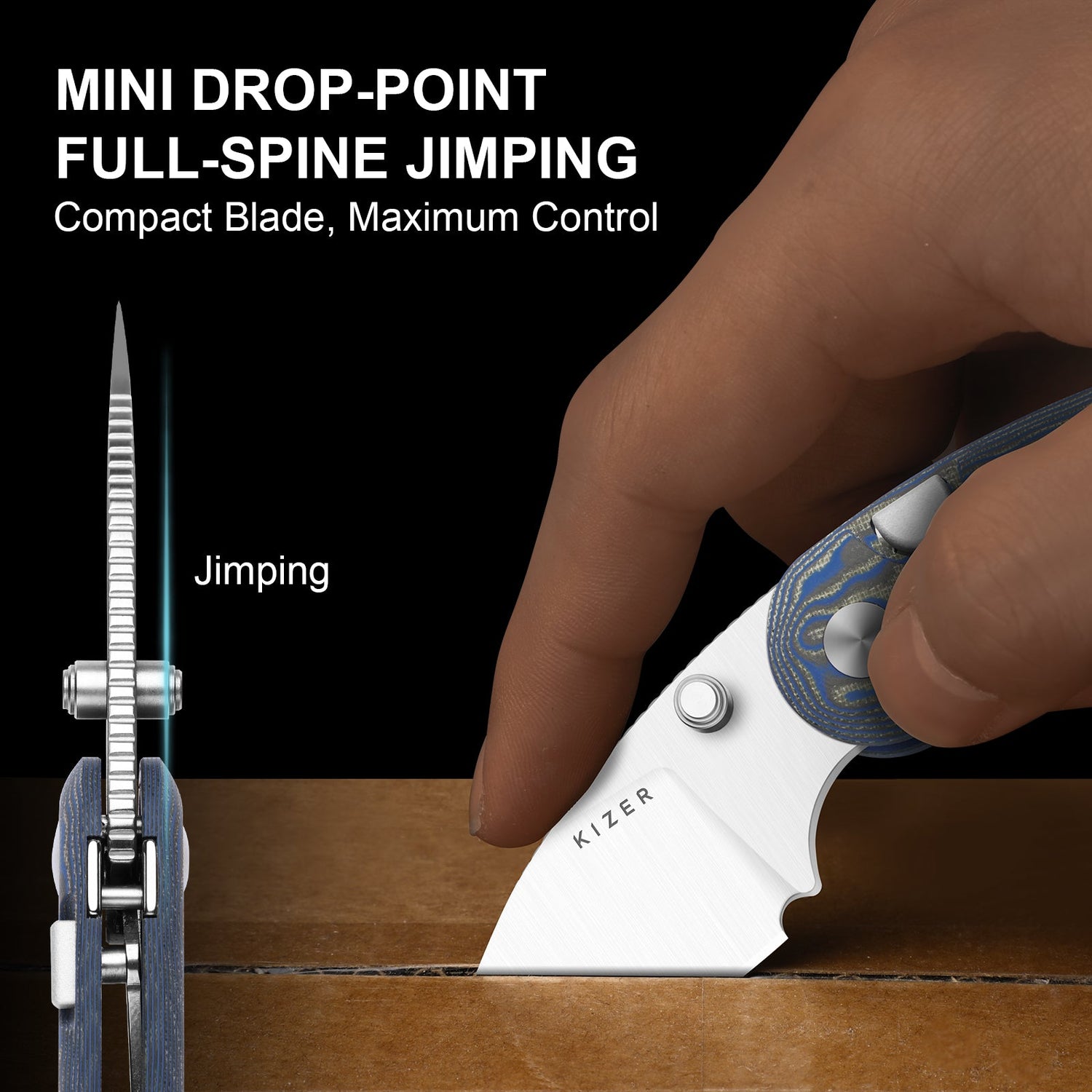 Microbe | Blue Vortex Micarta + 14C28N