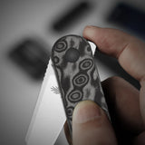 Mini Bay | Black Vortex Micarta + Satin 14C28N