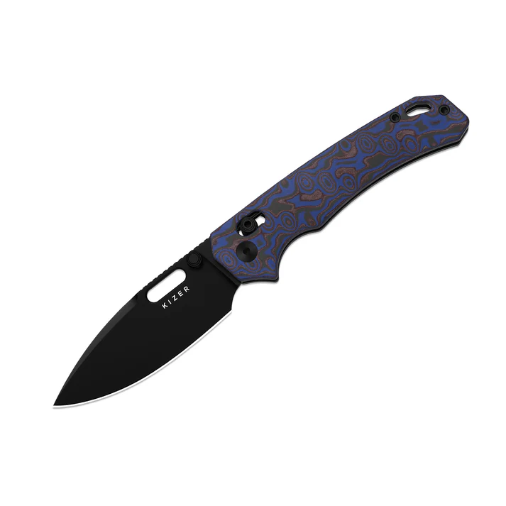 Outposter | Blue Vortex Micarta + Black PVD Nitro-V