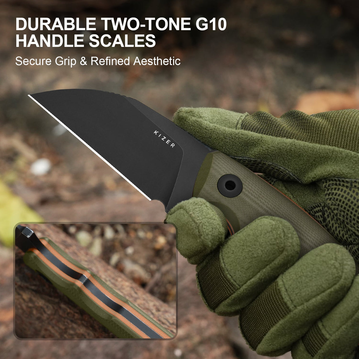 Snick | Green & Orange G10 + Blackwashed AEB-L