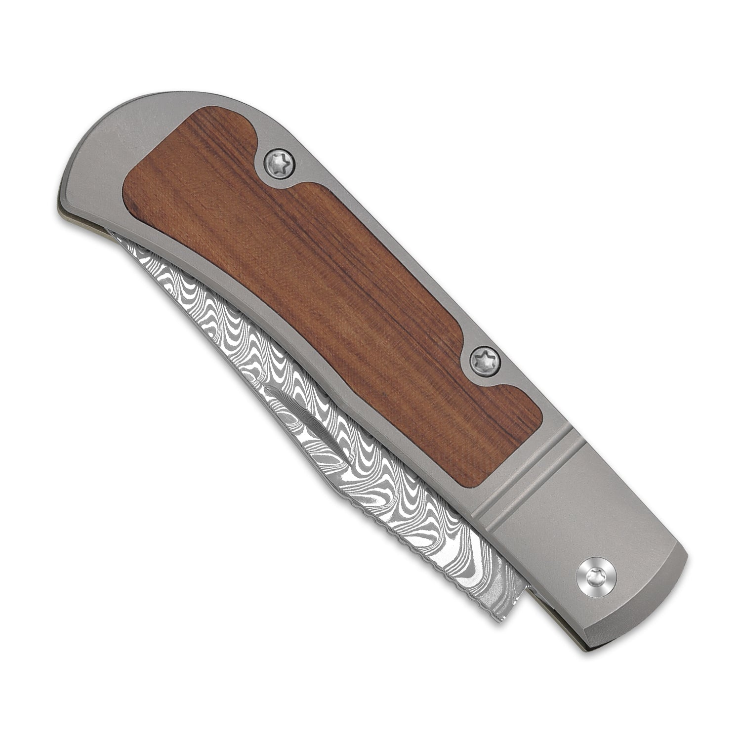 Trestle | Titanium & Mkuruti Wood + Damascus