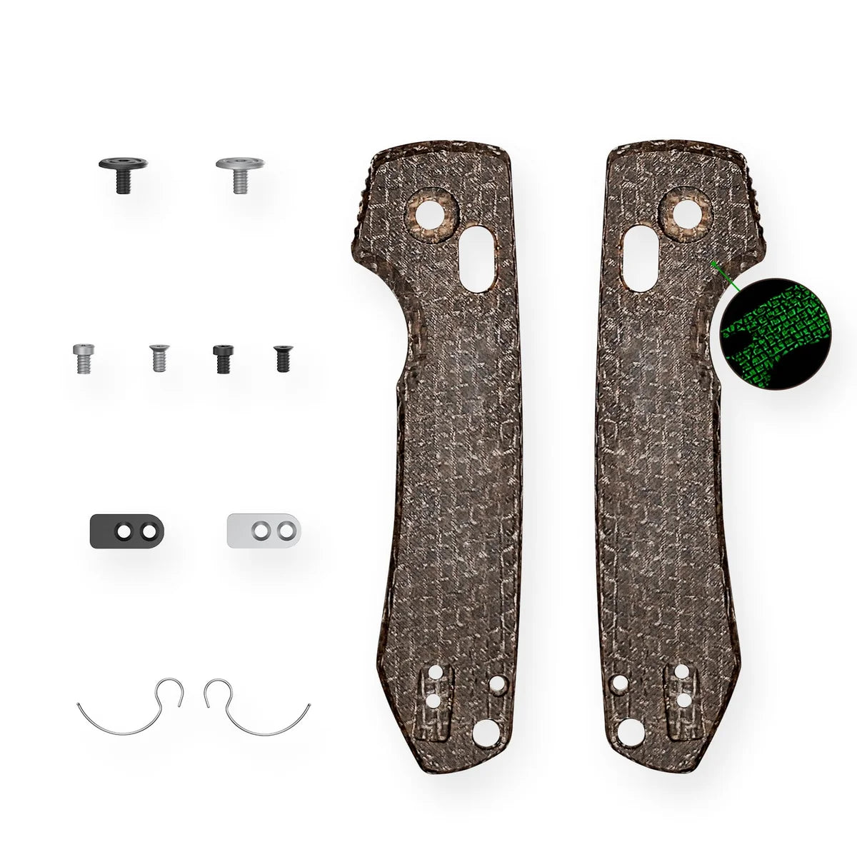 Raccoon Crossbar 2.0 ModSwap™ Handle Scales Kit | Brown GID Micarta