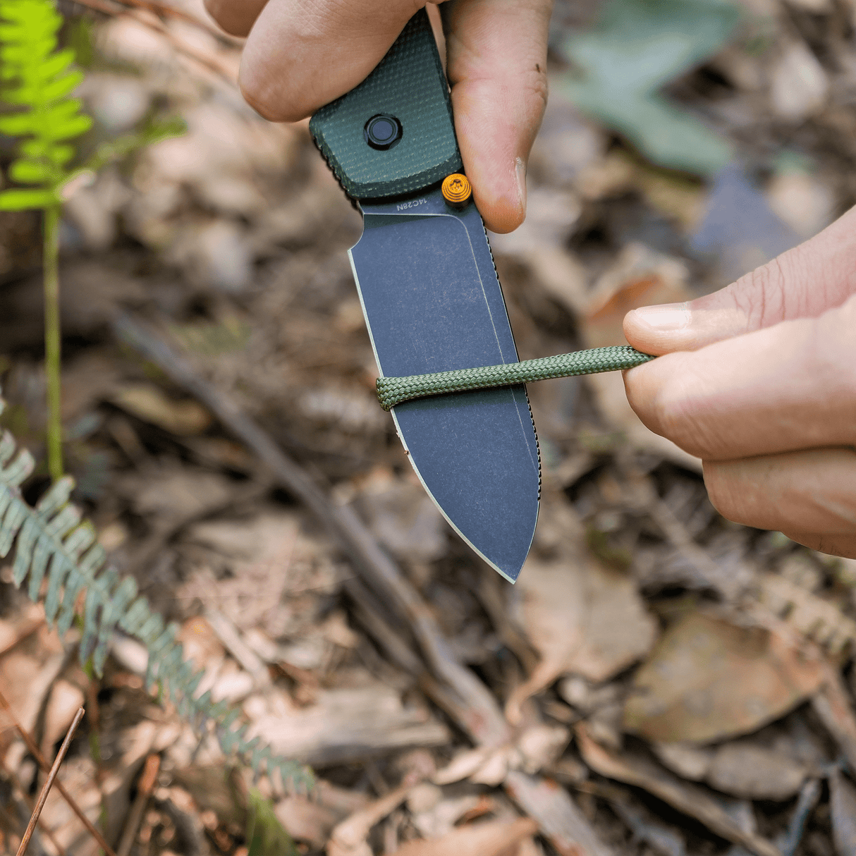 Raccoon 2.0 Top Liner Lock | Green Micarta + 14C28N Drop Point - A2901