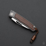 Rinkhals Slipjoint | Brown Burlap Micarta + Stonewashed RWL34