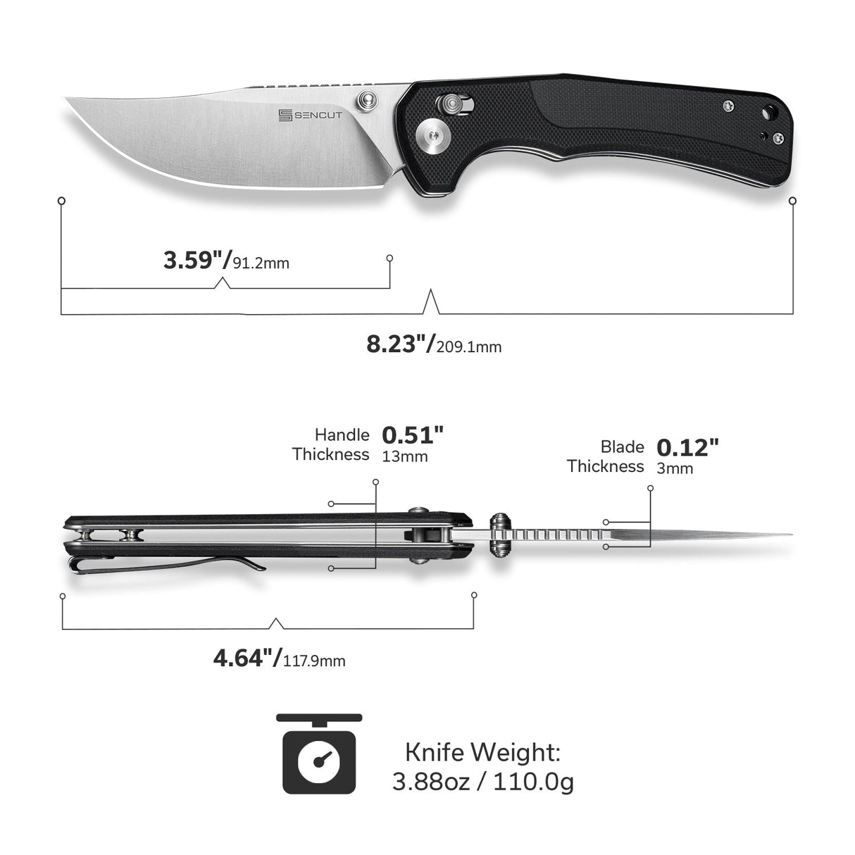 Slybolt | Black G10 + Blackwash 9Cr18MoV