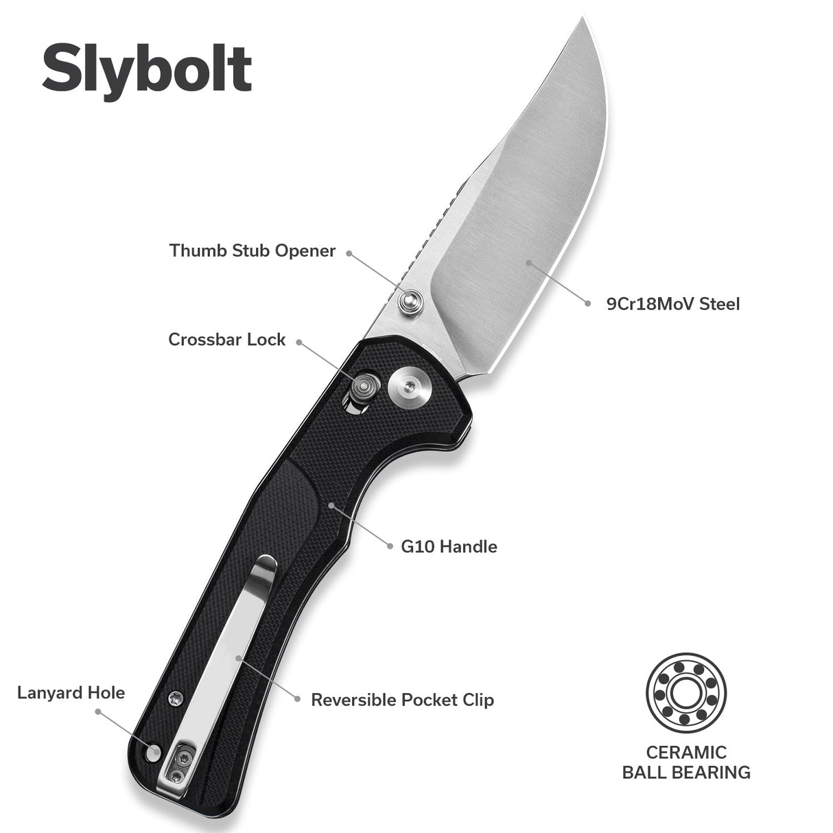 Slybolt | Black G10 + Blackwash 9Cr18MoV
