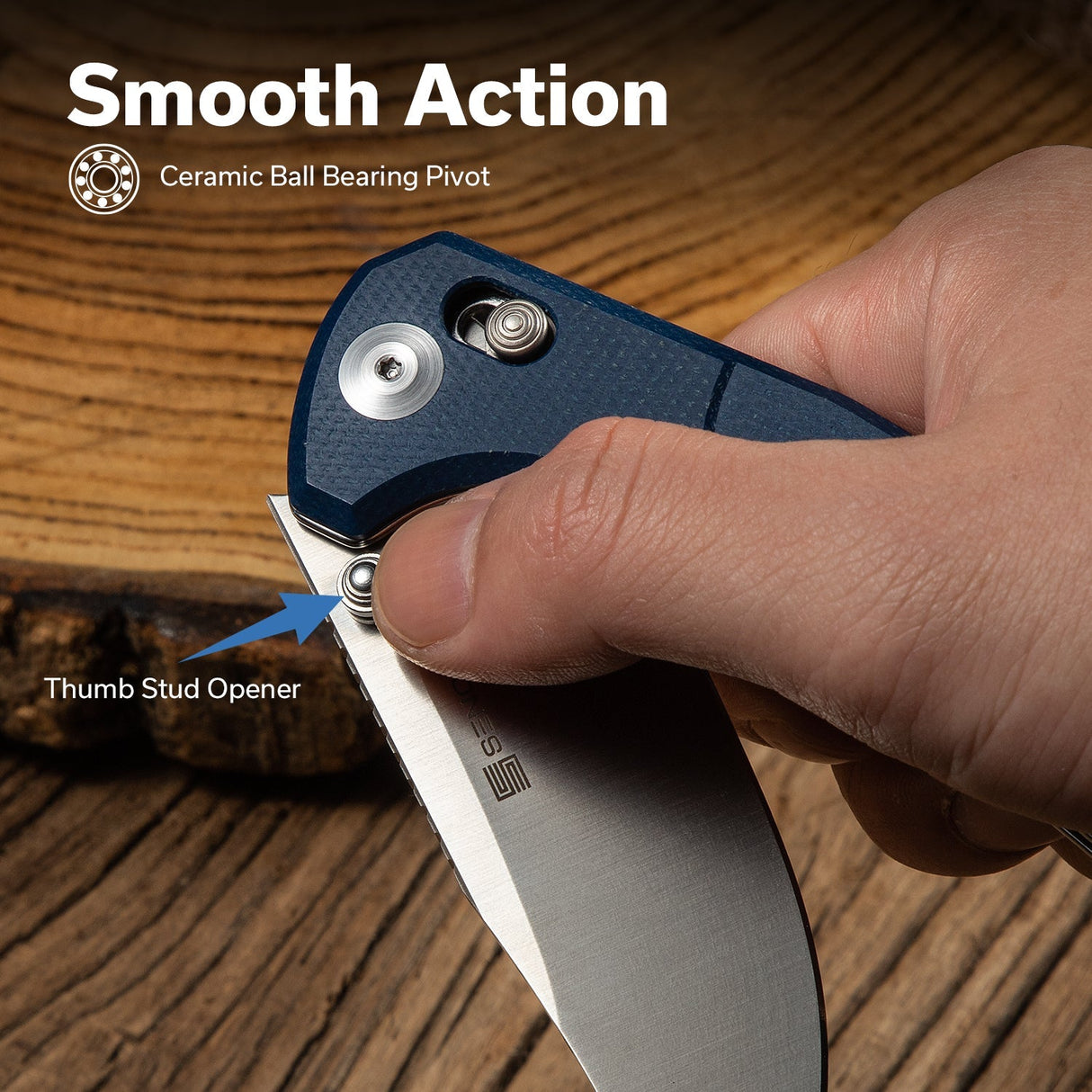 Slybolt | Blue Micarta + Satin 9Cr18MoV