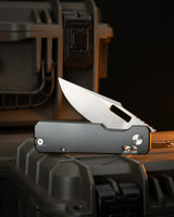 Aura Drop Point | Grey Aluminium + Stonewash 14C28N