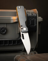Aura Drop Point | Grey Aluminium + Stonewash 14C28N