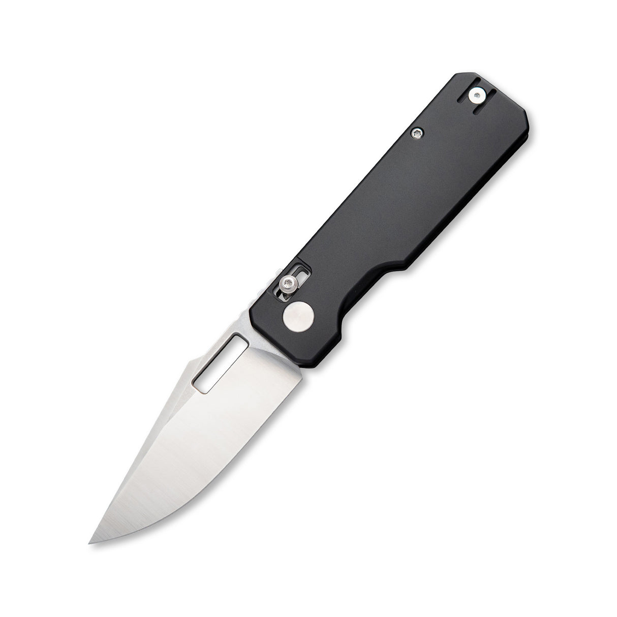 Aura Drop Point | Black Aluminium + Machine Satin 14C28N