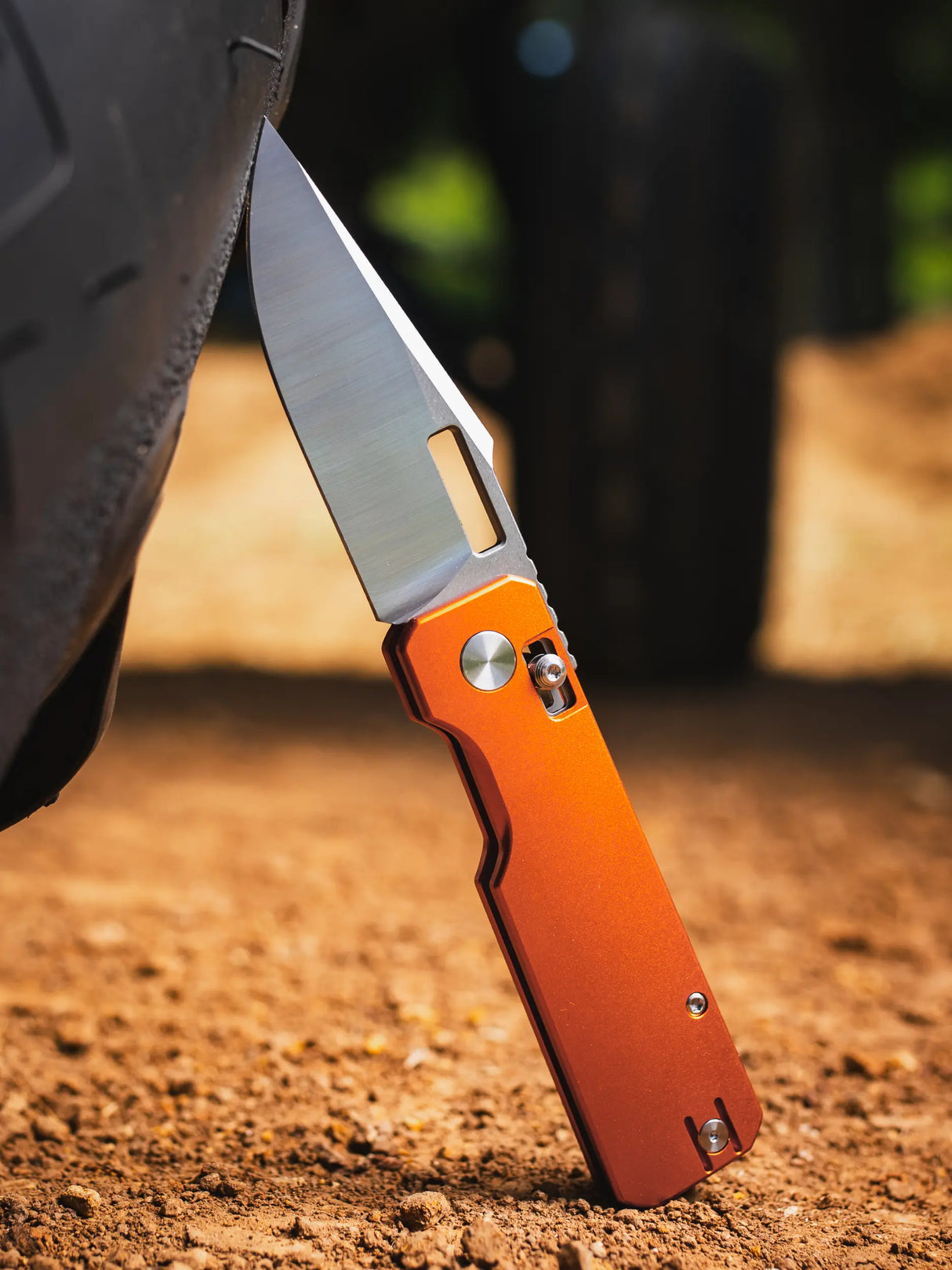 Aura Drop Point | Orange Aluminium + Machine Satin 14C28N