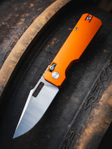 Aura Drop Point | Orange Aluminium + Machine Satin 14C28N