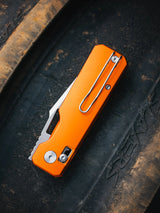 Aura Drop Point | Orange Aluminium + Machine Satin 14C28N