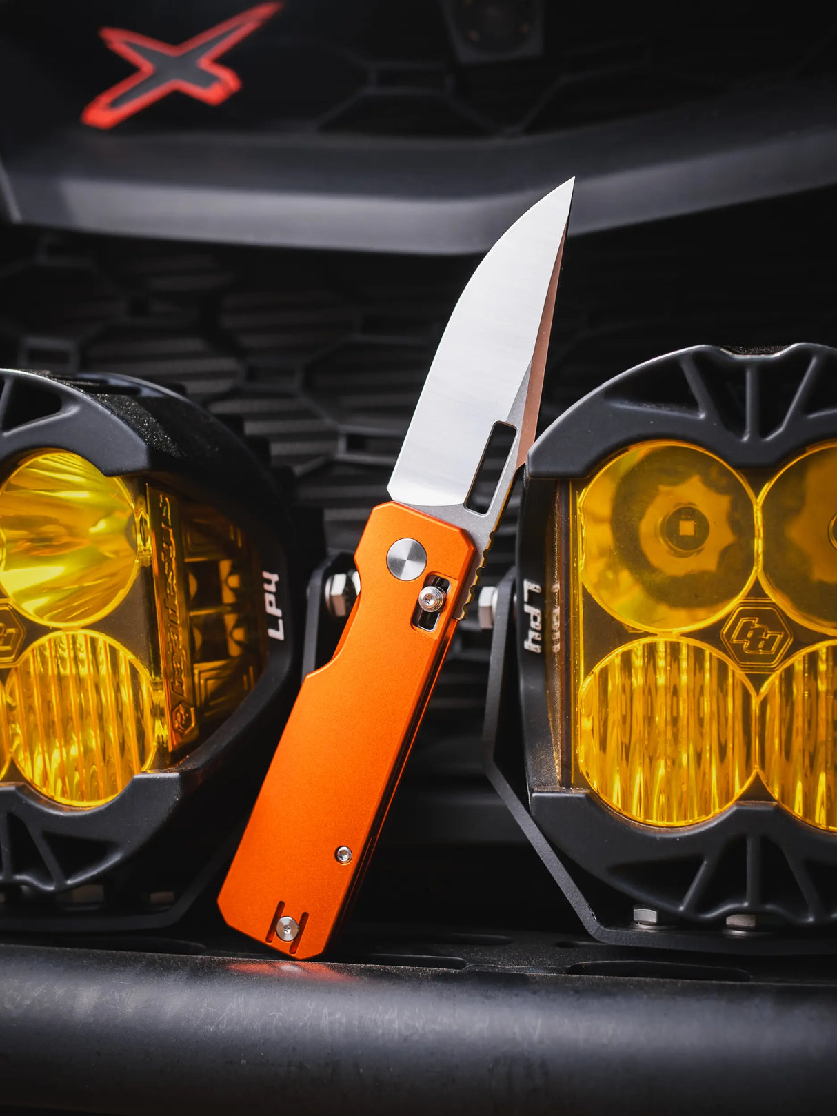 Aura Drop Point | Orange Aluminium + Machine Satin 14C28N