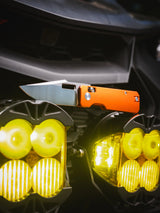 Aura Drop Point | Orange Aluminium + Machine Satin 14C28N