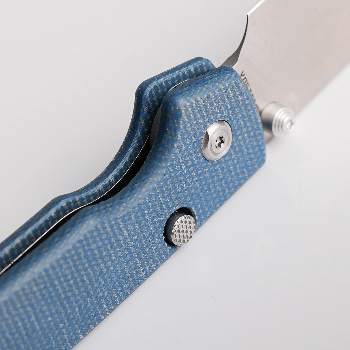 Raccoon - Top Liner Lock | Blue Micarta + 14C28N Drop Point - A2905