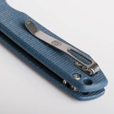 Raccoon - Top Liner Lock | Blue Micarta + 14C28N Drop Point - A2905