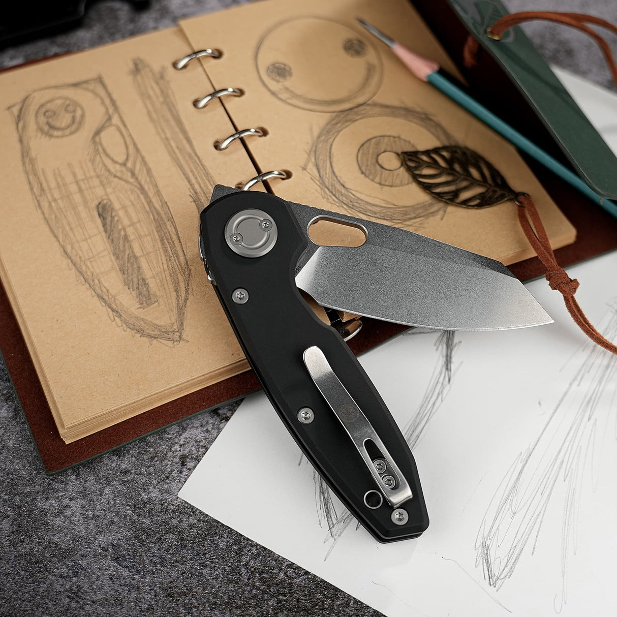 Ankylo | Black Aluminium + Stonewash 154CM