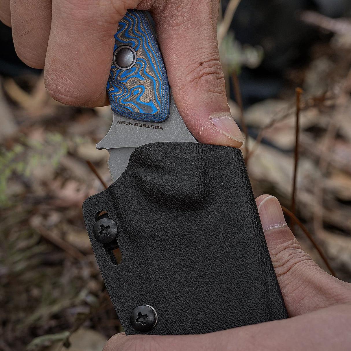 Inferno | Blue Ocean Micarta + Stonewash 14C28N - D0802