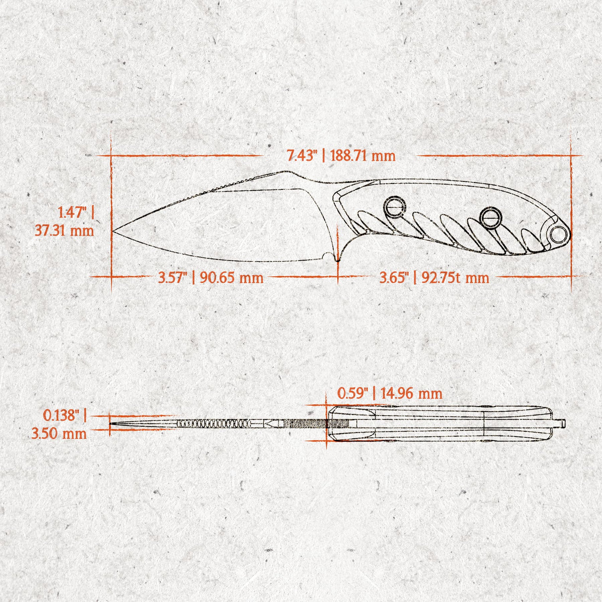 Inferno | Copper Raindrop Micarta + Stonewash 14C28N - D0803