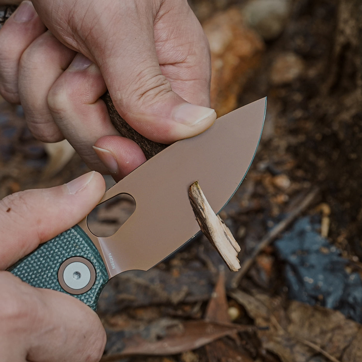 Porcupine | Green Micarta + Copper Dune 14C28N - A2609