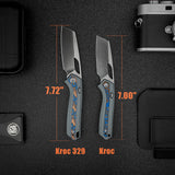 Kroc 329 | Grey Aluminium Ocean Micarta + Satin S35VN - A1813