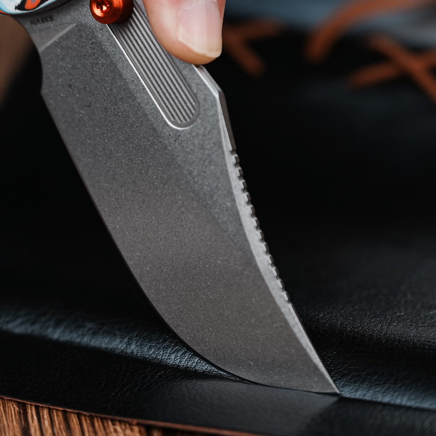 Naga | Coral Orbit Bamboo Micarta + Stonewash S35VN - A3907