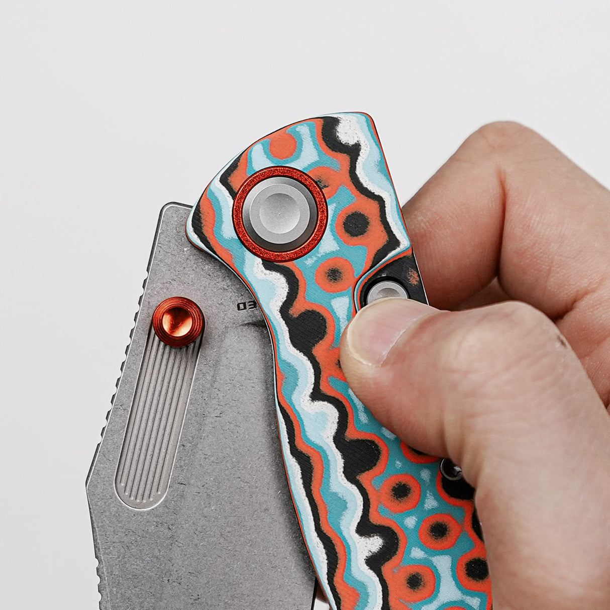 Naga | Coral Orbit Bamboo Micarta + Stonewash S35VN - A3907