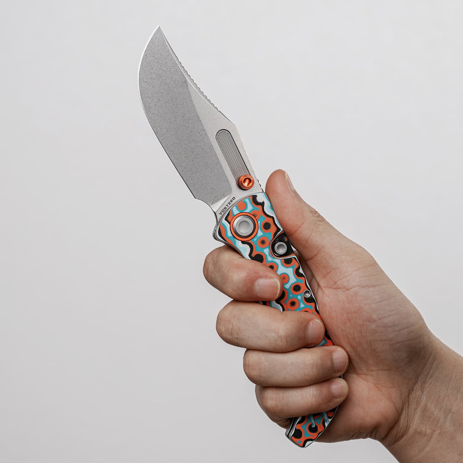 Naga | Coral Orbit Bamboo Micarta + Stonewash S35VN - A3907