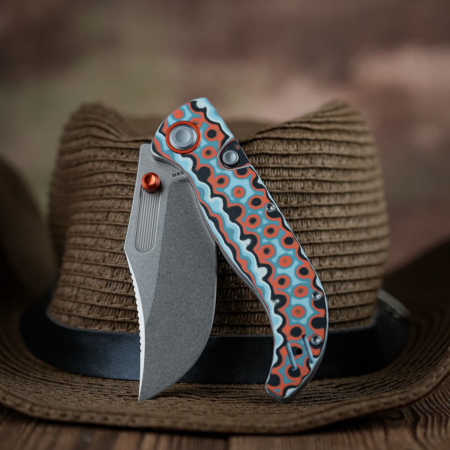 Naga | Coral Orbit Bamboo Micarta + Stonewash S35VN - A3907