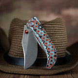 Naga | Coral Orbit Bamboo Micarta + Stonewash S35VN - A3907