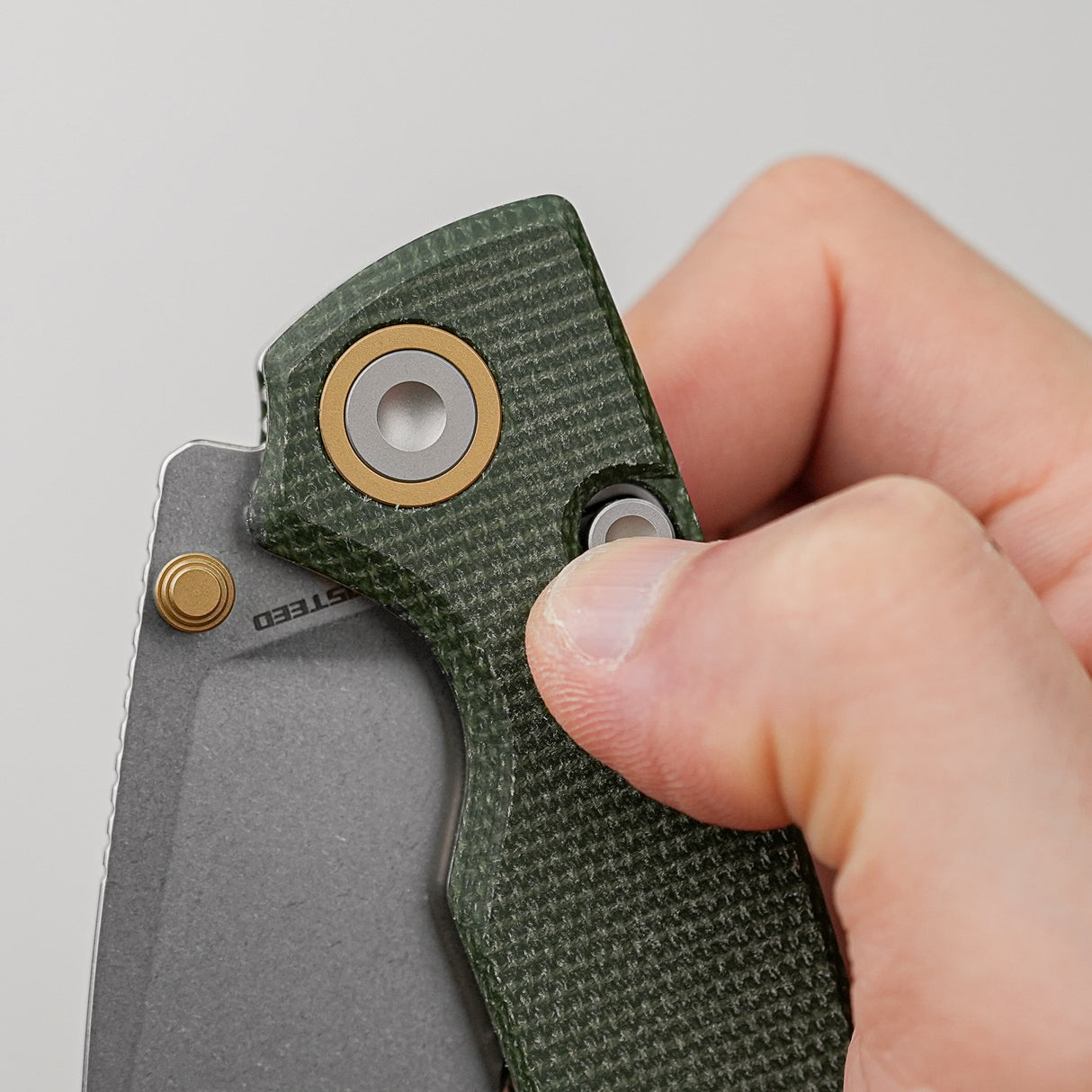 Porcupine Thumb Stud | Green Micarta + Stonewash 14C28N - A2611